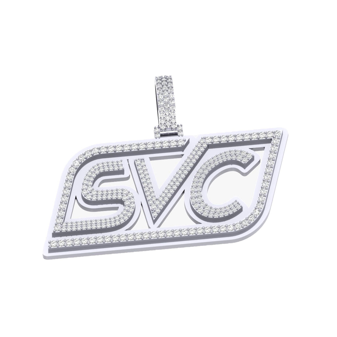 SVC White Gold Diamond Cut Pendant